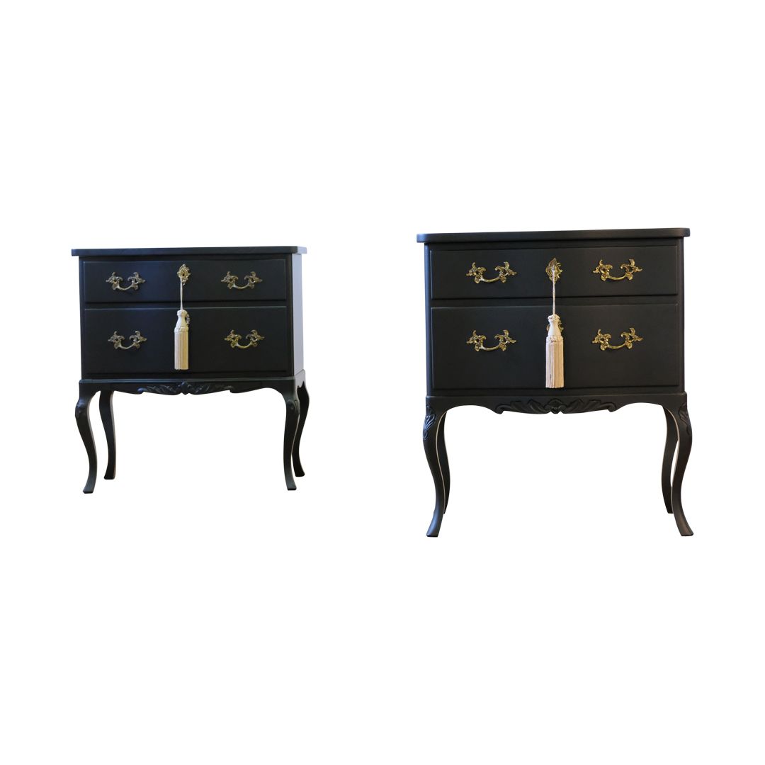 photo for sale Rococo Style Chest With 2 Drawers And Modern Flat Black Finish   Pair