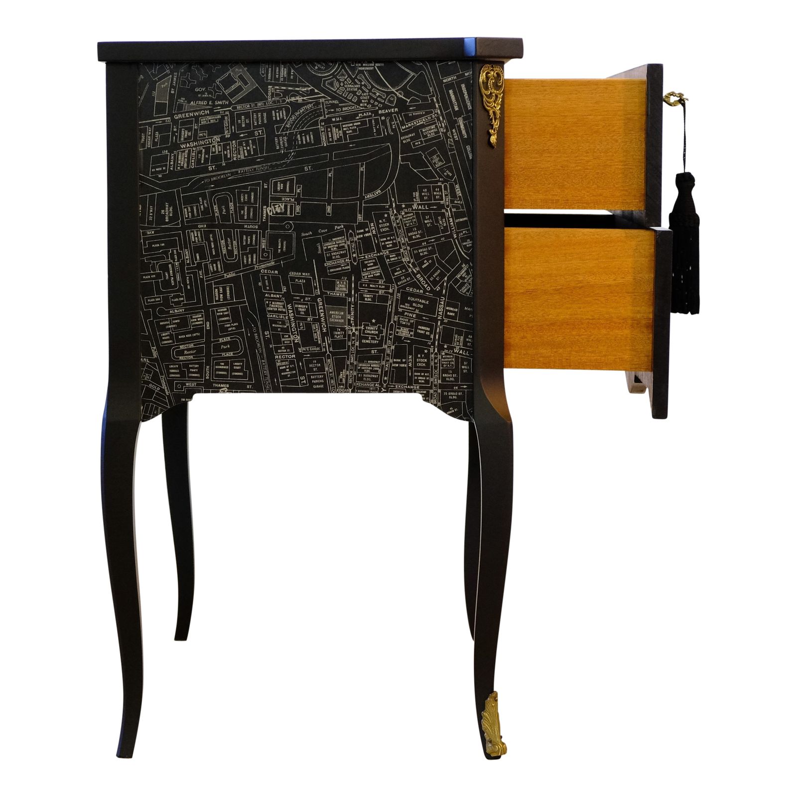 Gustavian Style Commode With New York Tribeca Street Map In Vintage Look photo buy