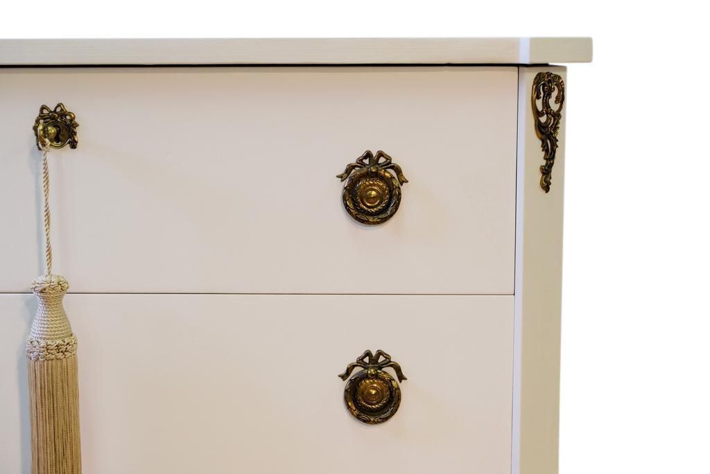 Gustavian Style Commode In Antique White With Brass Details photo furniture