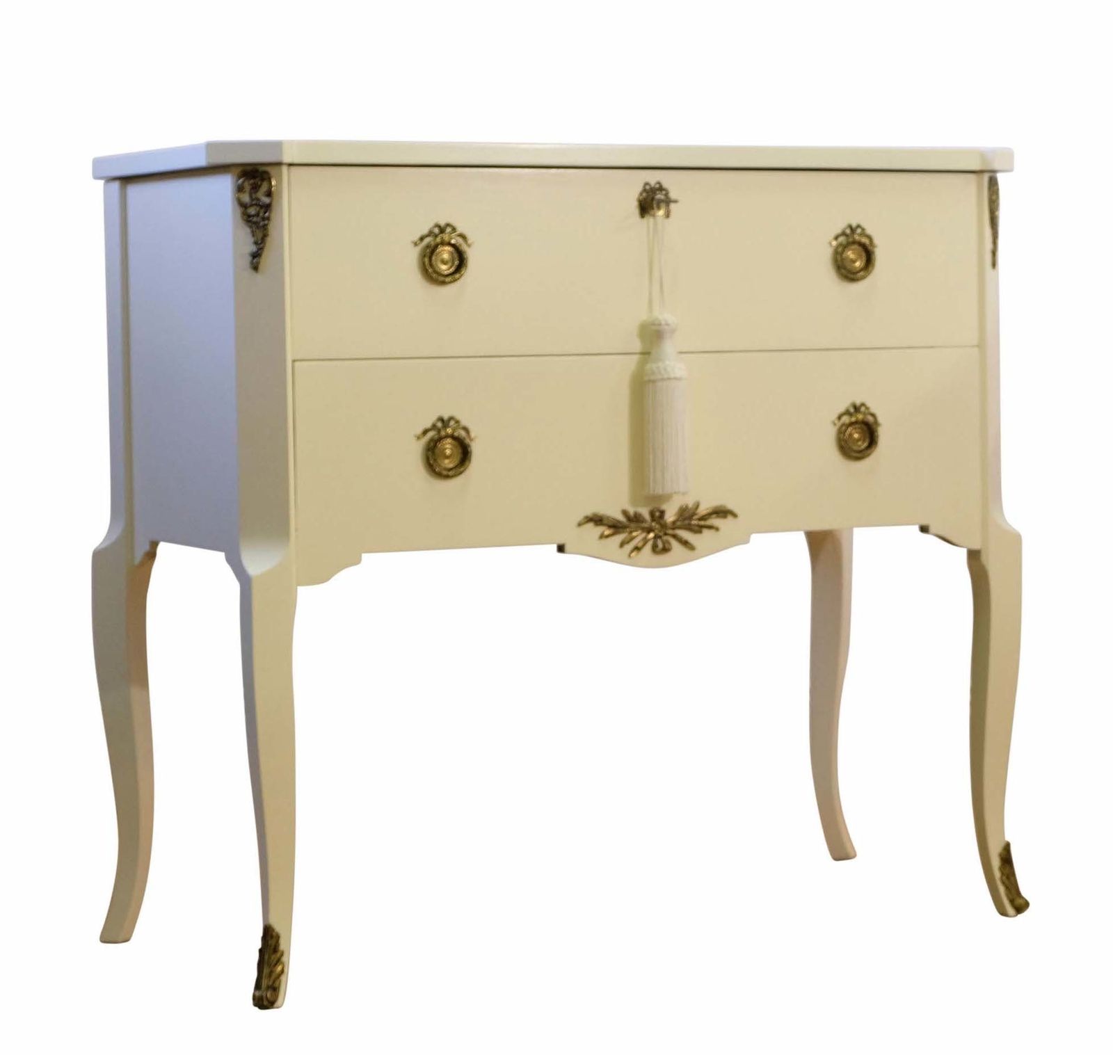 Gustavian Style Commode In Calming Cream With Brass Details photo vintage