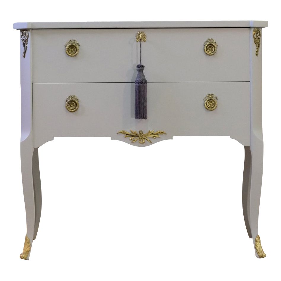Gustavian Style Commode In Grey With Brass Details photo Furniture