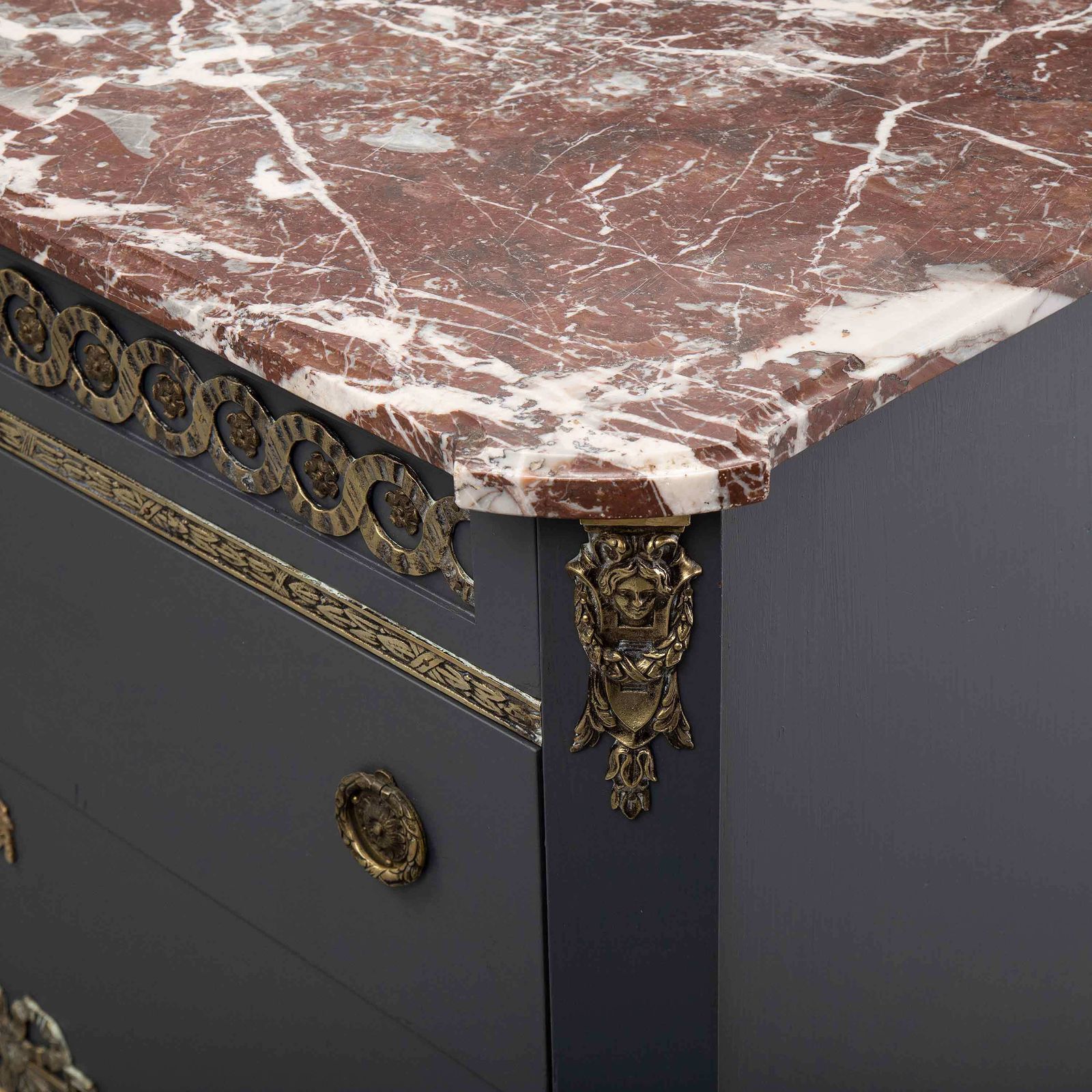 Gustavian Haupt Chest With Three Drawers With A Flat Black Finish photo for sale