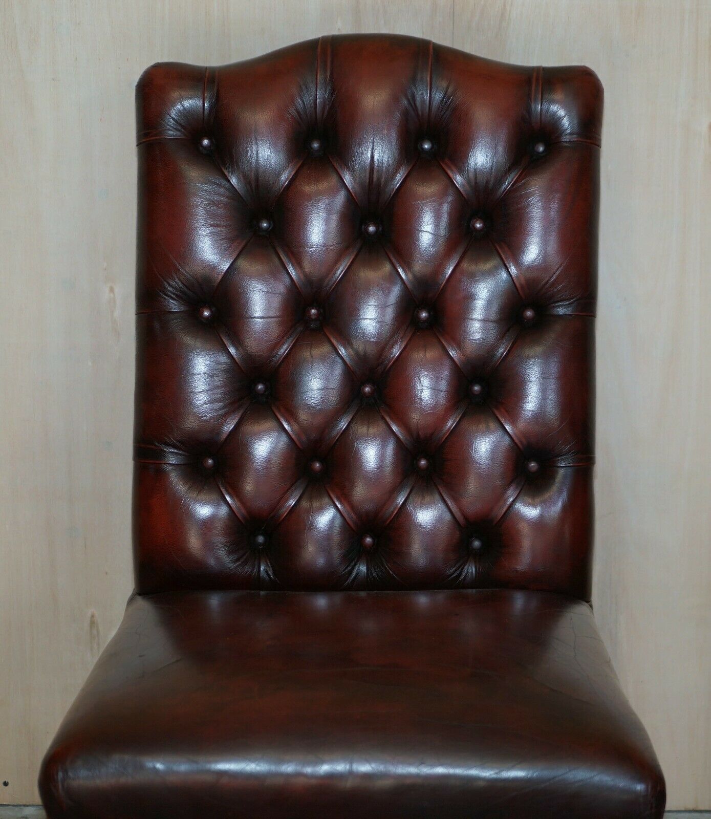 Nice Pair Of Oxblood Leather Vintage Chesterfield Gainsborough Side Chairs photo for sale