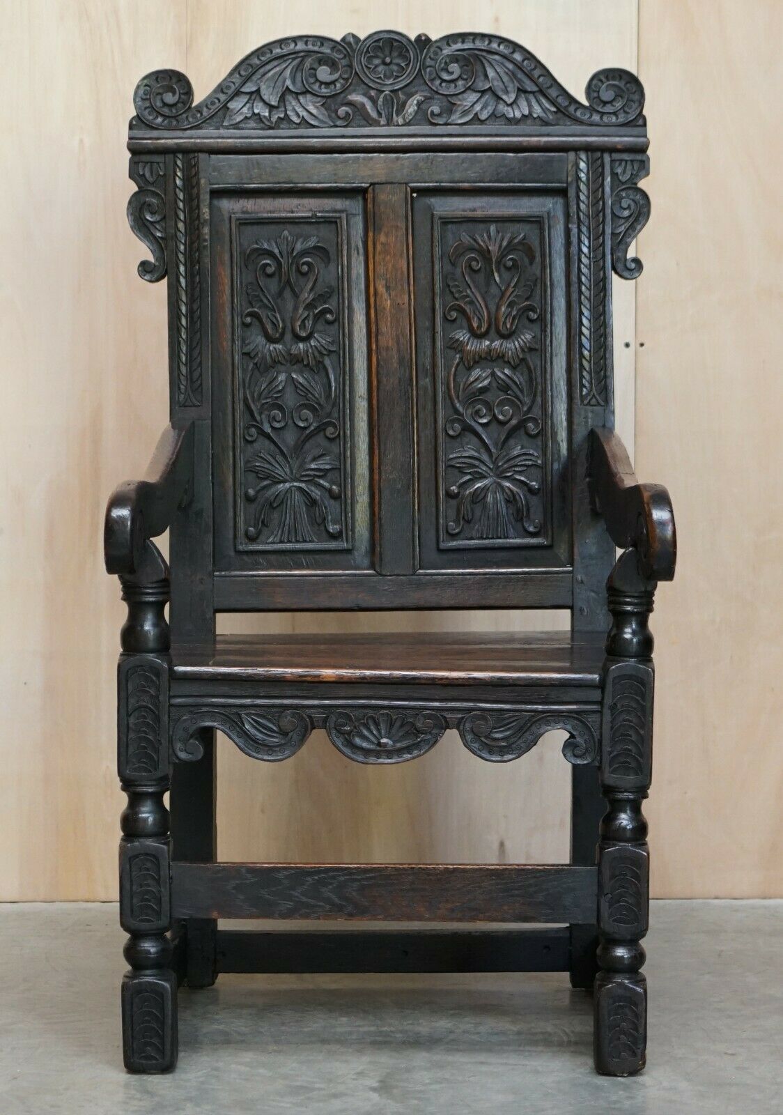 Fine & Rare Original 18th Century 1720 Wainscot Armchair Northern England Oak photo furniture