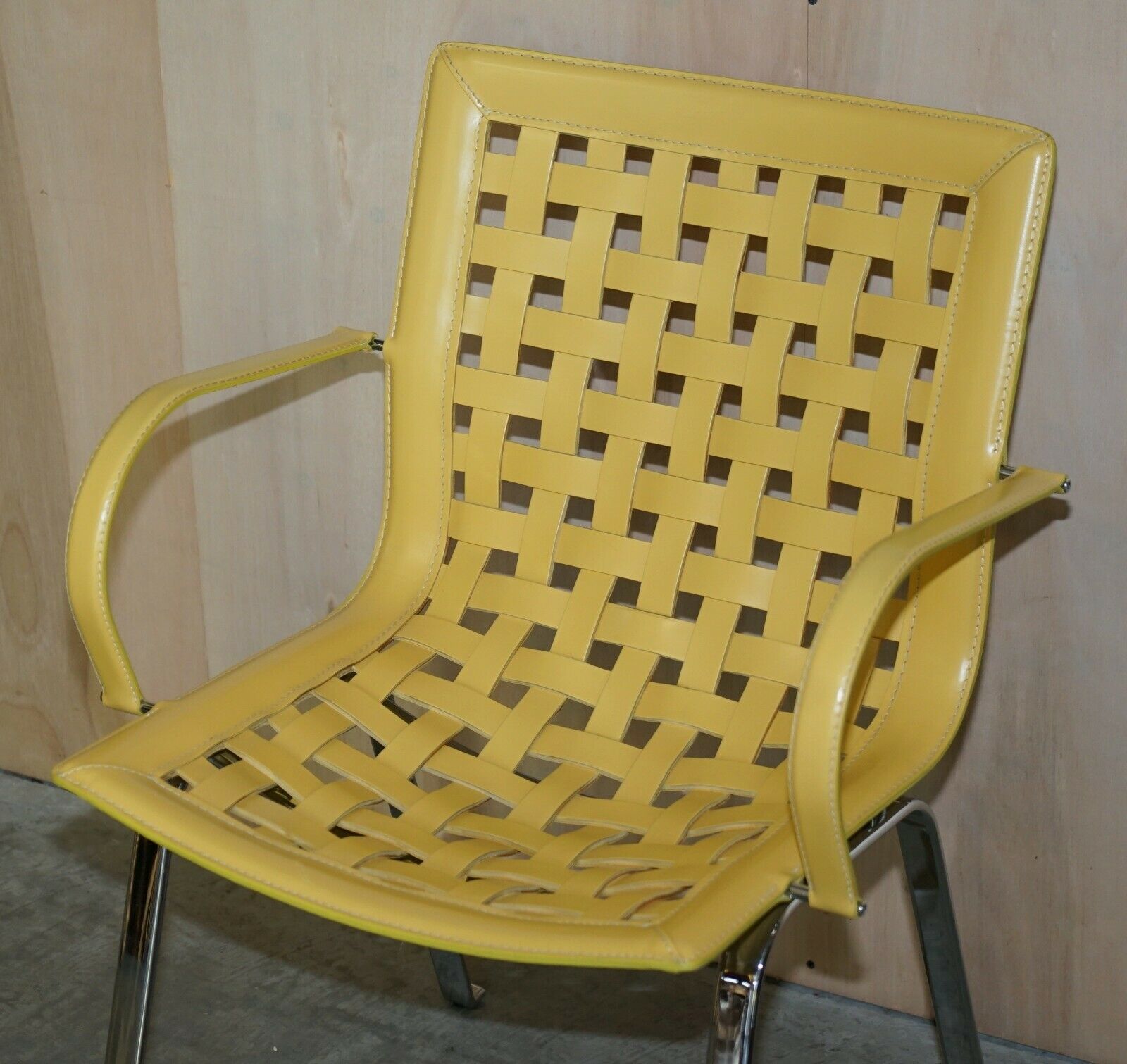 Furniture Vintage Giancarlo Vegni For Fasem Italy Leather Woven Net Dining Chairs And Table photo