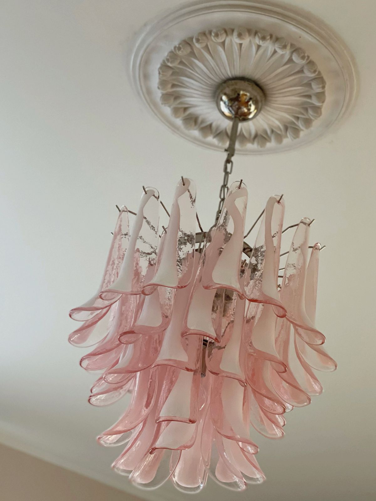 Pink Murano Glass Chandelier In The Style Of Mazzega   Large Size. photo 2590.0