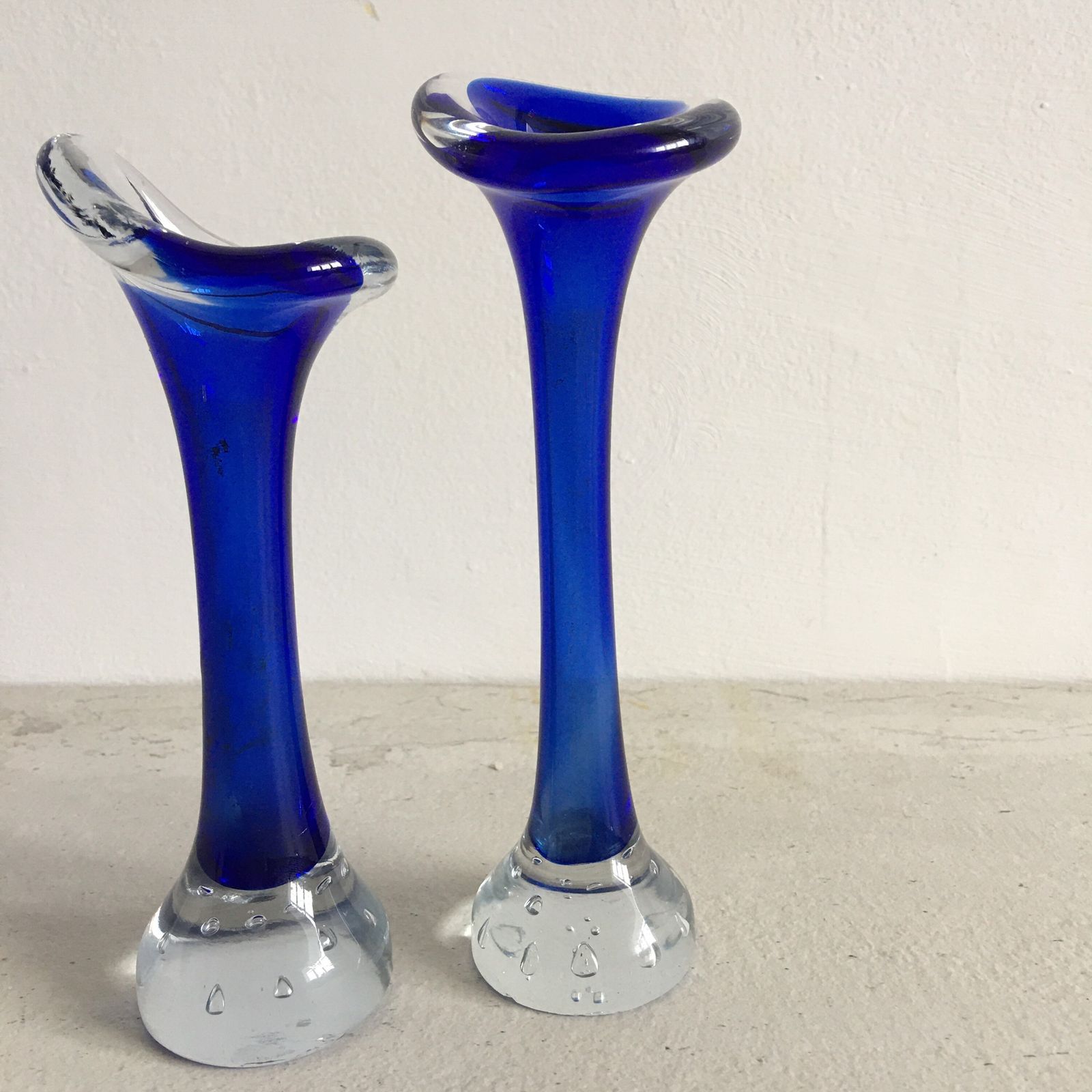 A Pair Of Swedish Blue Aseda Stem Vases. Mid Century Hand Blown/ Gift photo furniture