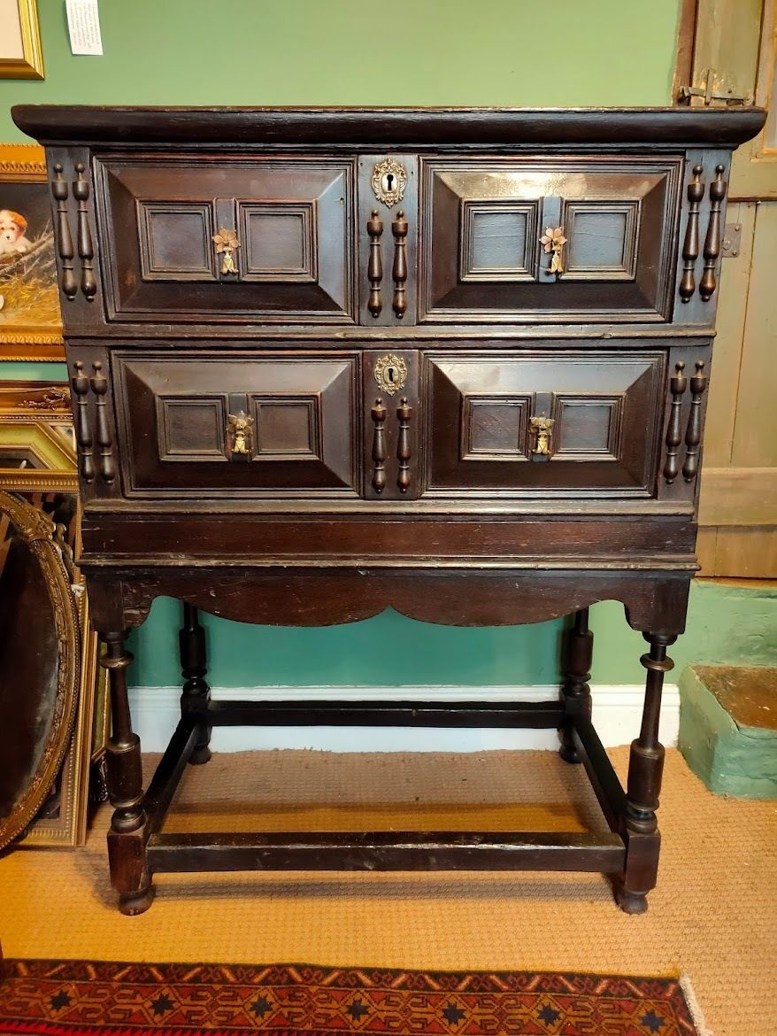 17th Century Two Drawer Oak Chest On Stand