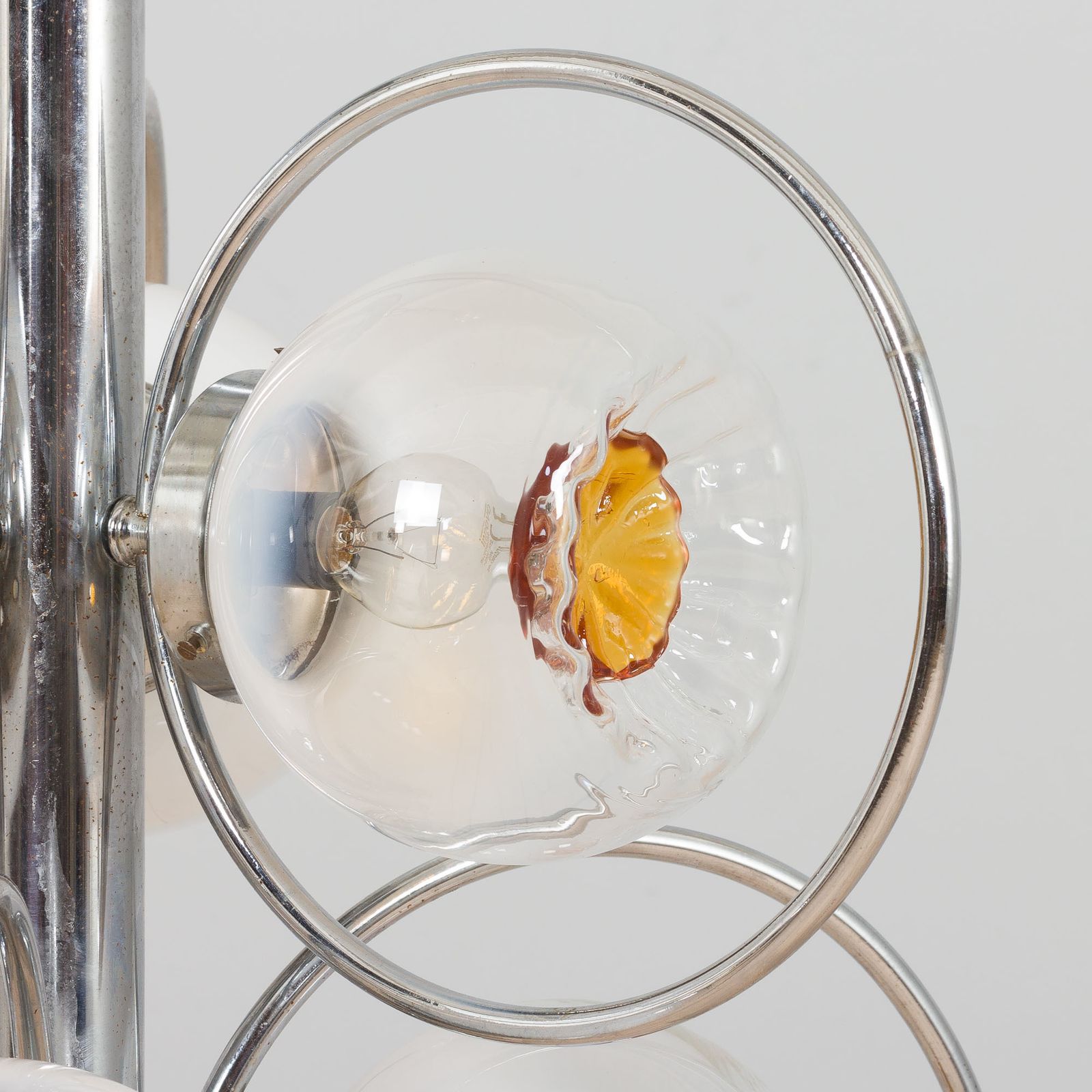 Mazzega Space Age Murano Glass Chrome Plated Chandelier, Italy 1970s photo 920.0