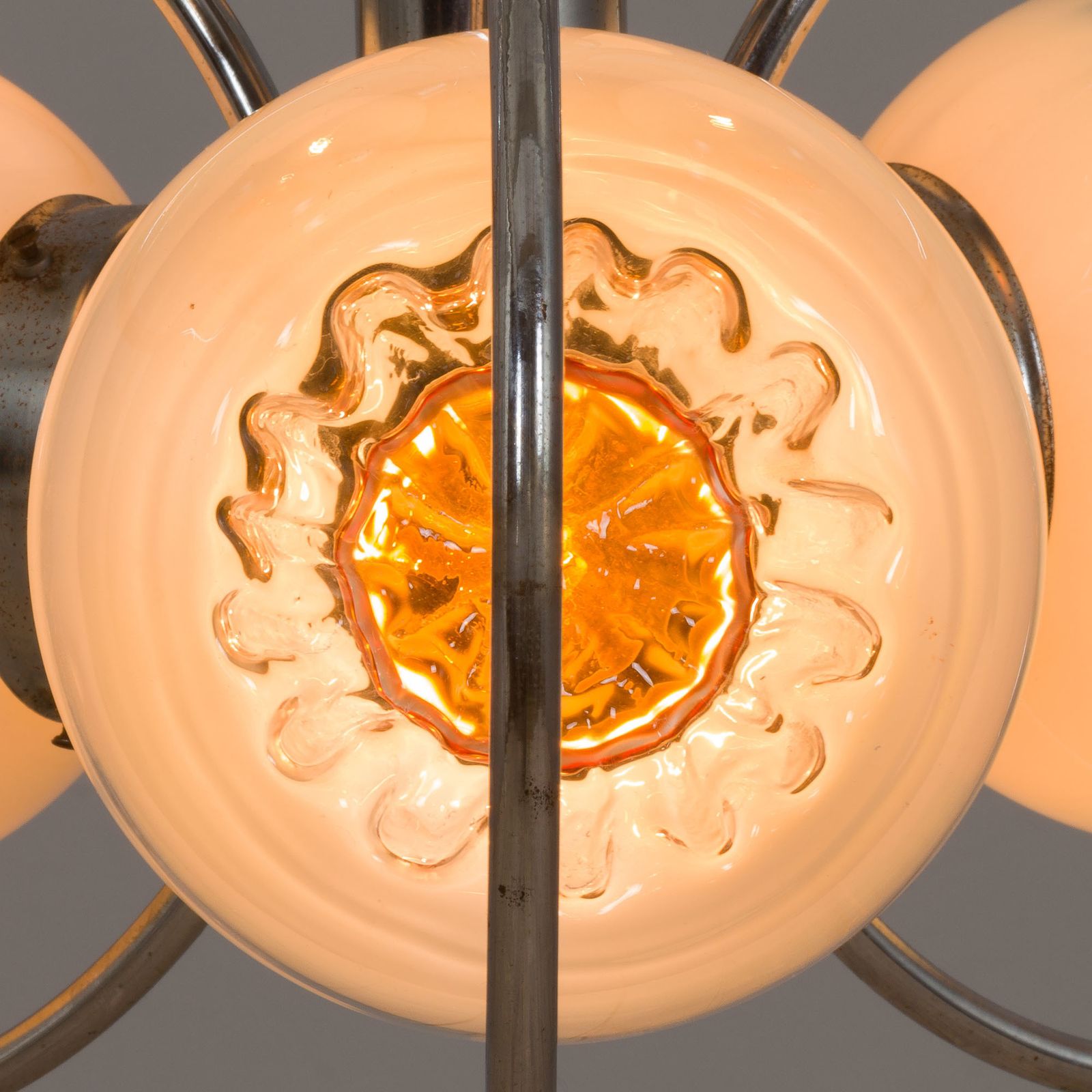 Mazzega Space Age Murano Glass Chrome Plated Chandelier, Italy 1970s photo vintage