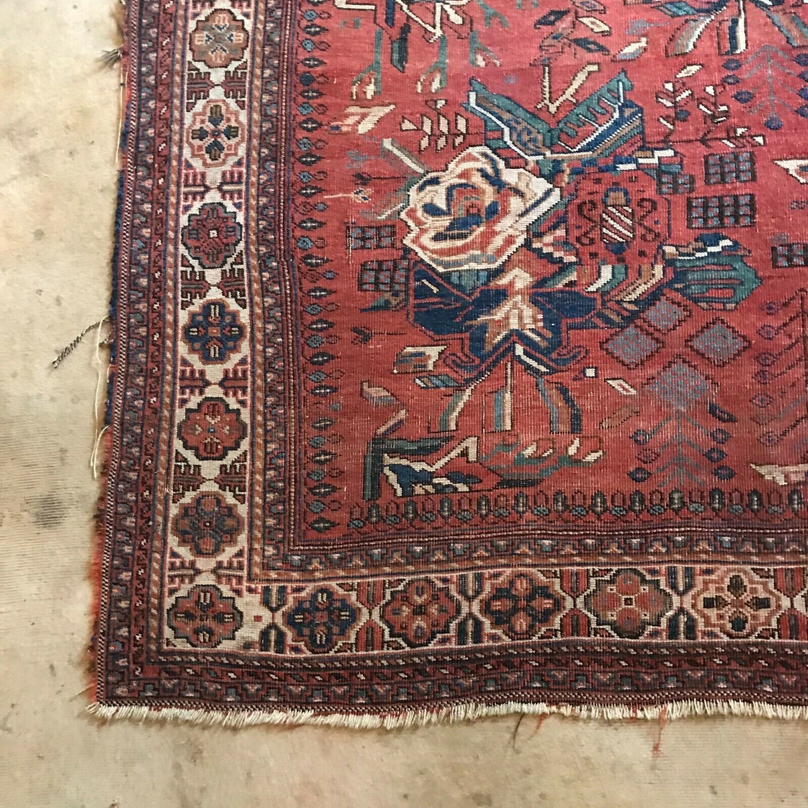 Wool Carpet With Floral Decoration XX Century photo for sale