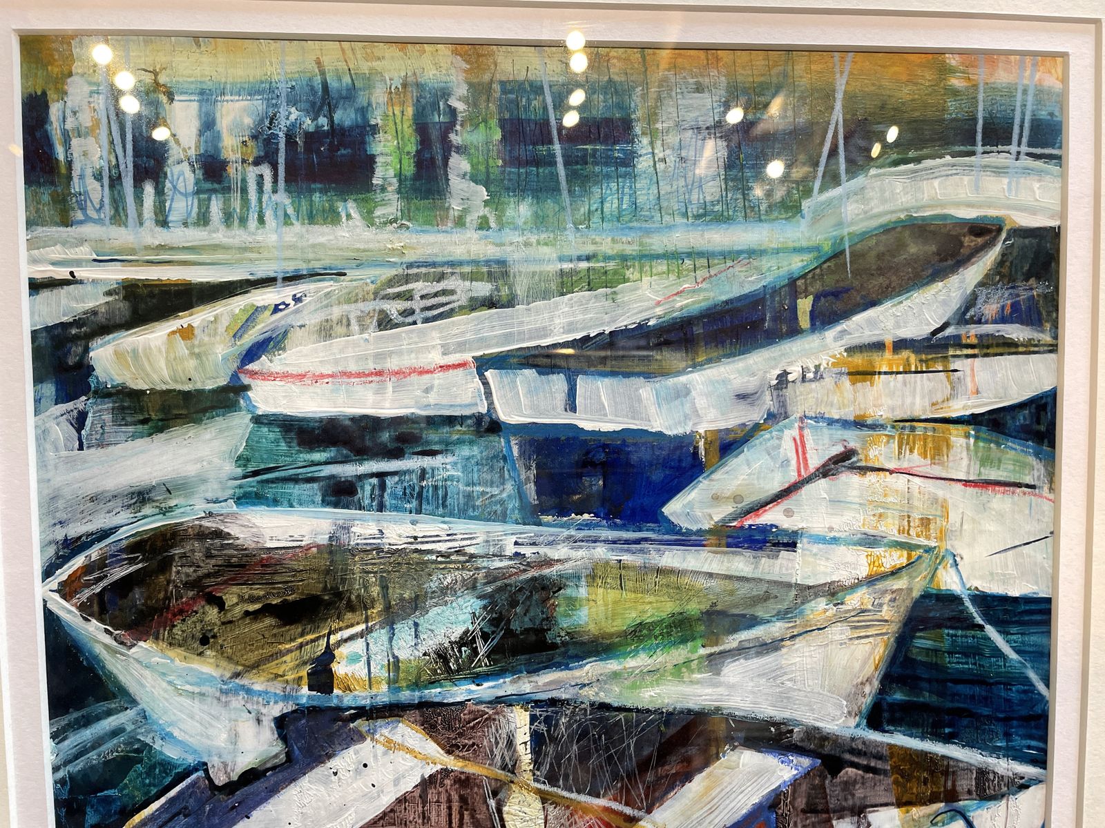 Mixed Media Study "Boats " , Signed photo Art