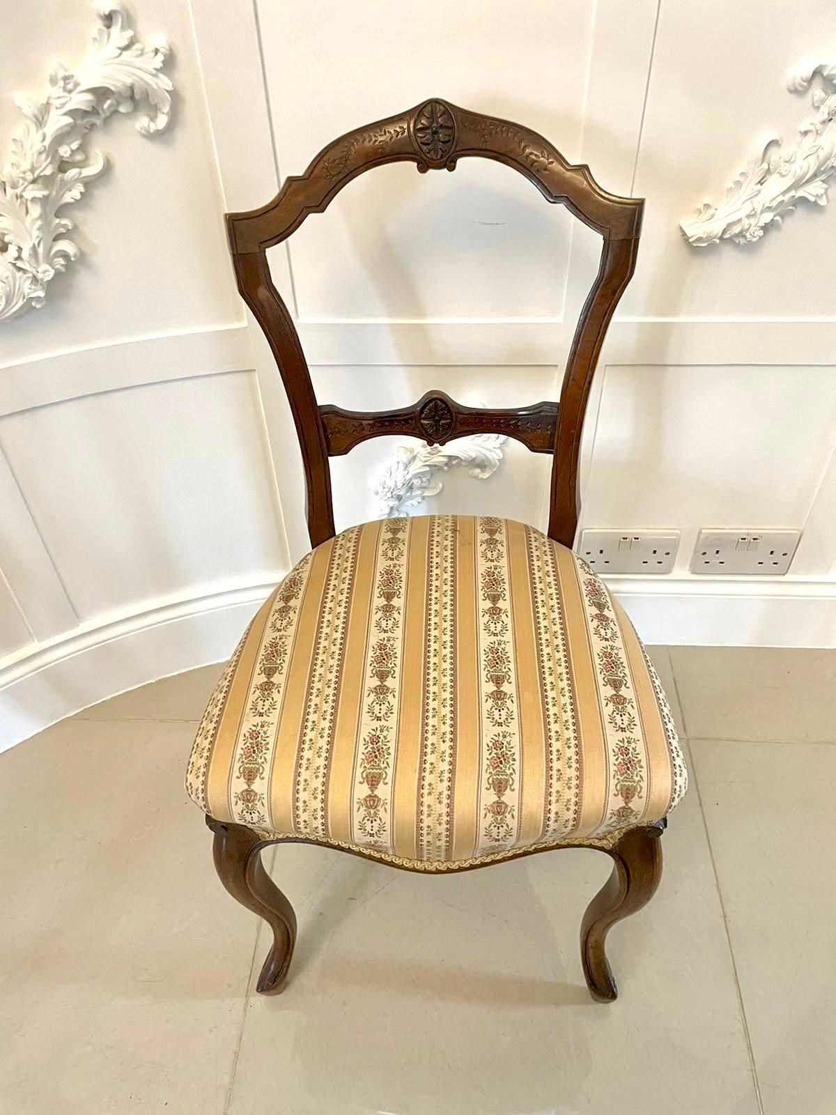 Pair Of Antique Victorian Quality Carved Walnut Side Chairs photo Furniture