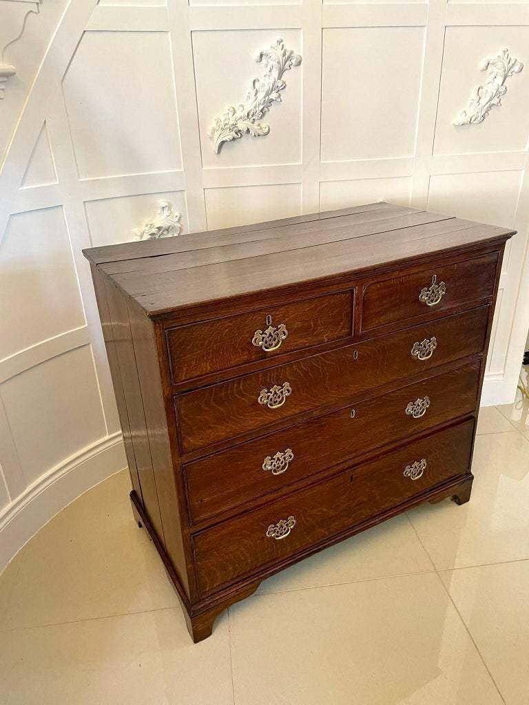 Antique George III Quality Oak Chest Of Drawers photo for sale