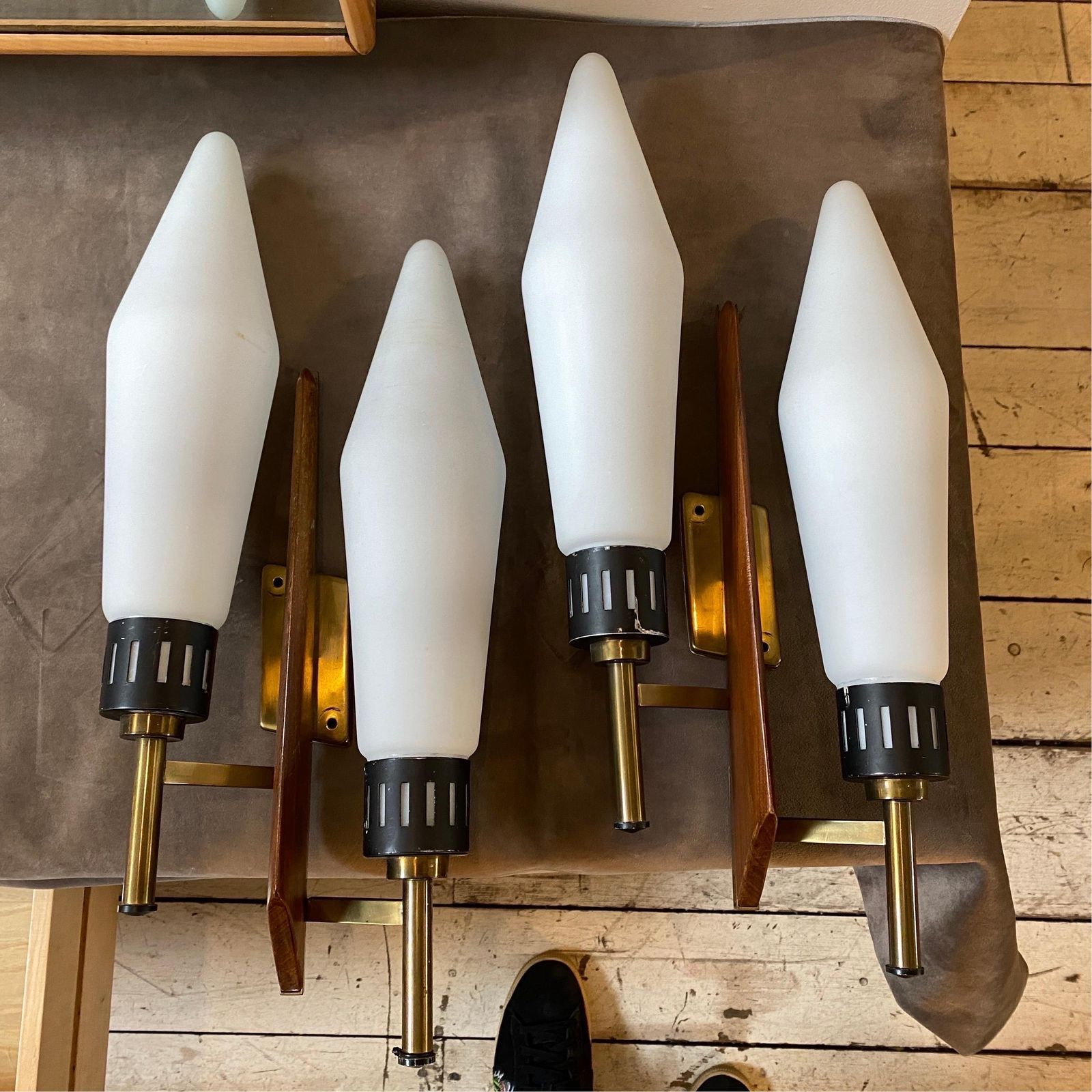 1960s Set Of Two Mid Century Modern Huge Wall Sconces In The Style Of Arredoluce photo furniture
