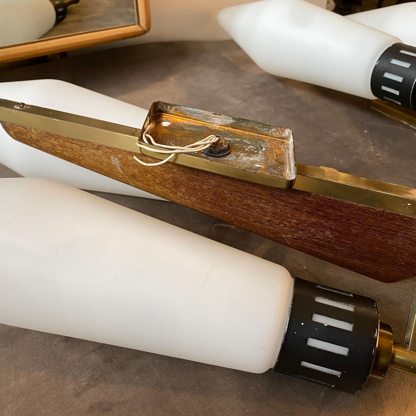 Lighting 1960s Set Of Two Mid Century Modern Huge Wall Sconces In The Style Of Arredoluce photo