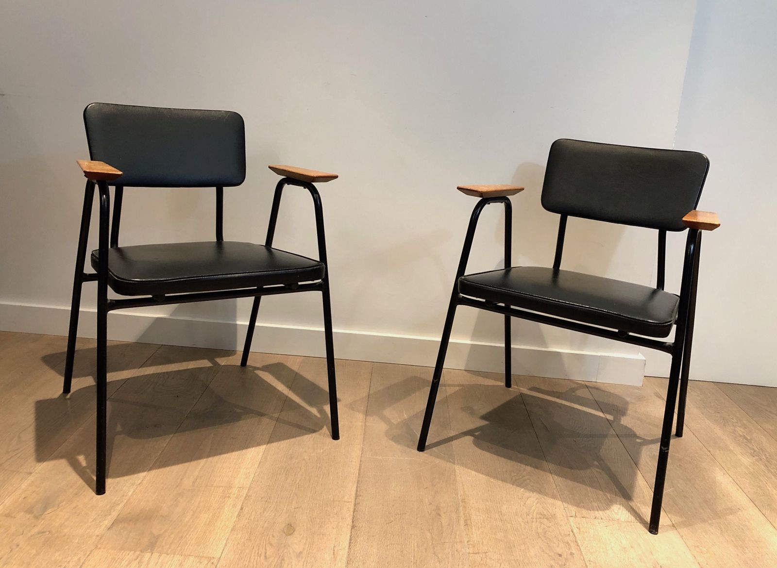 Pair Of Black Lacquered Armchairs By Willy Van De Meeren, Circa 1950 photo furniture