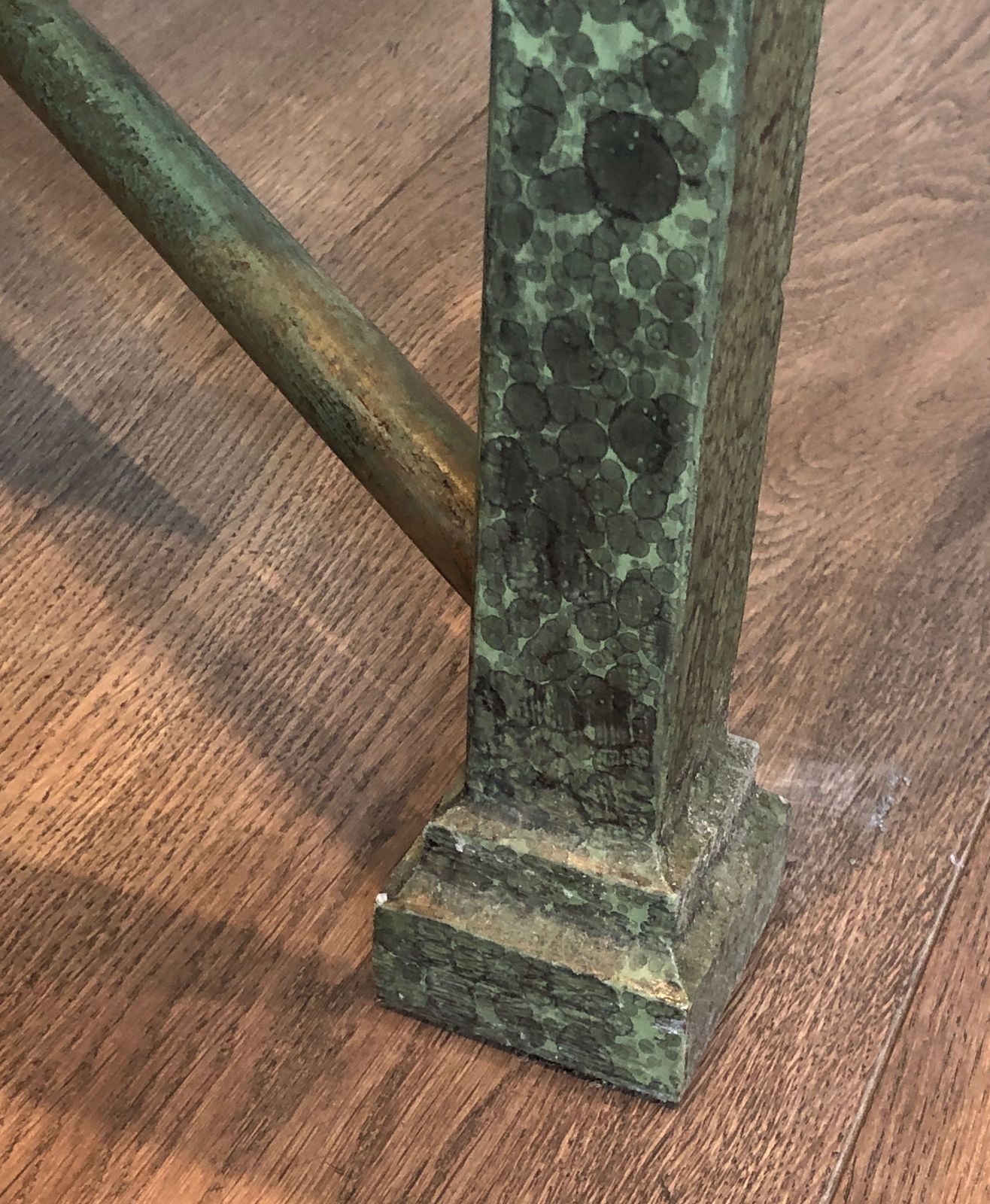photo vinterior Important Patinated And Golden Steel And Wrought Iron Coffee Table
