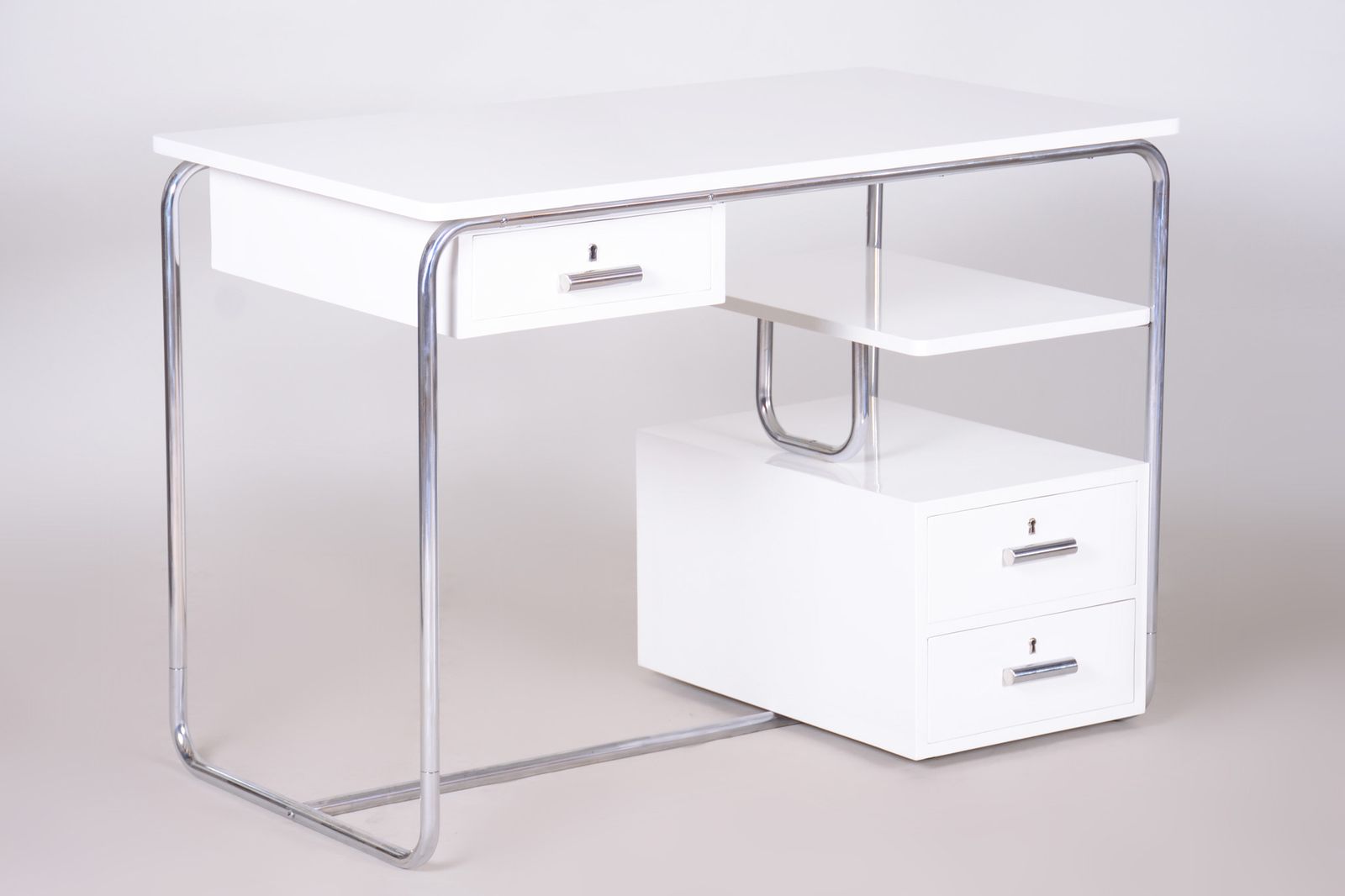 White Bauhaus Writing Desk Made In 1930s Germany   Restored photo buy