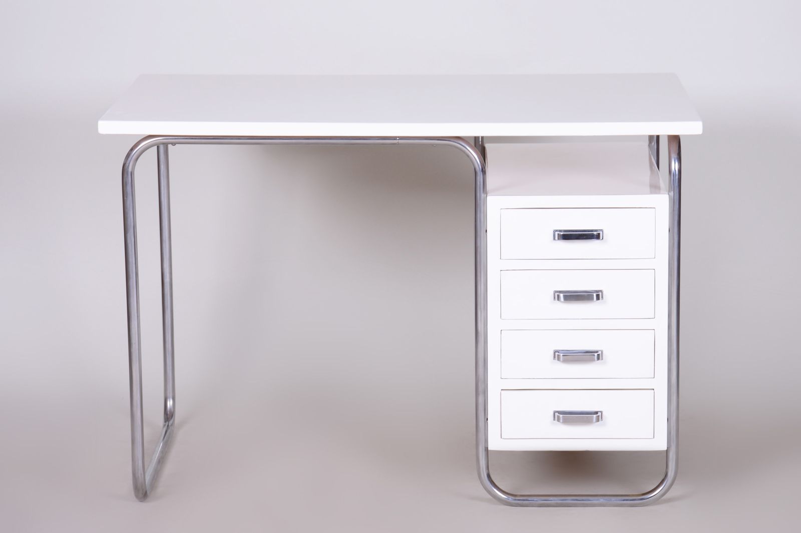 White Bauhaus Writing Desk Made In 1930s Germany By Robert Slezak   Restored photo Furniture