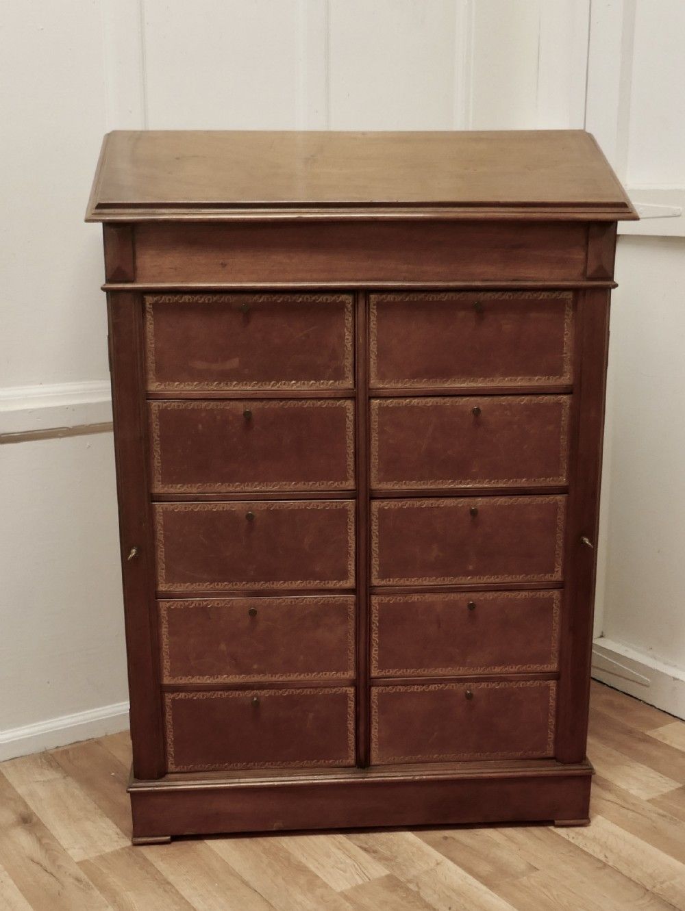 French Walnut Cartonniere Wellington Chest Filing Cabinet,
