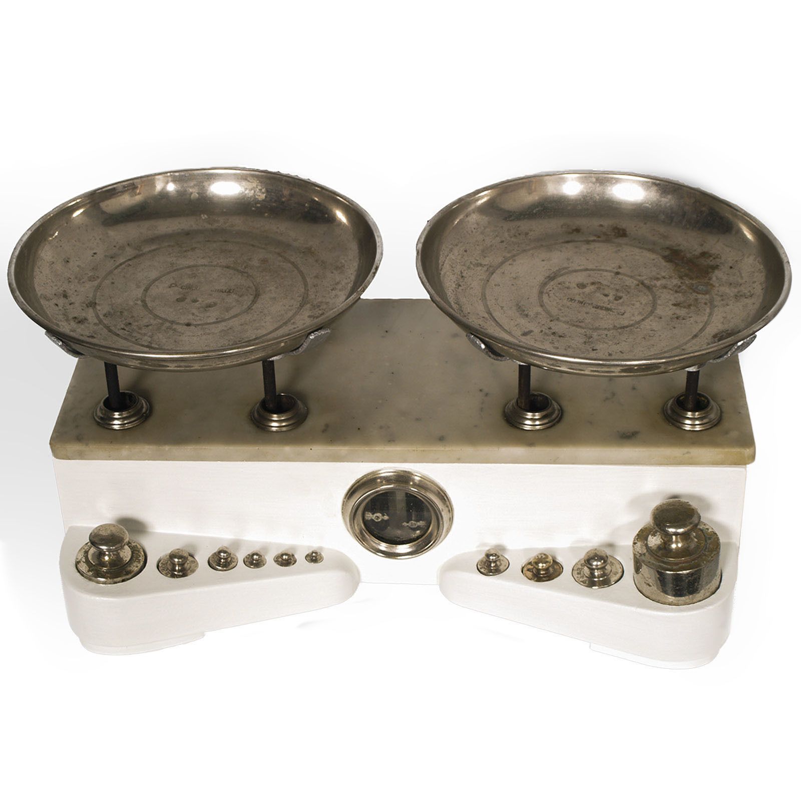Antique Italian Bench Weight Scale, Chromed Brass And Lacquered Wood, 10 Weights S photo furniture