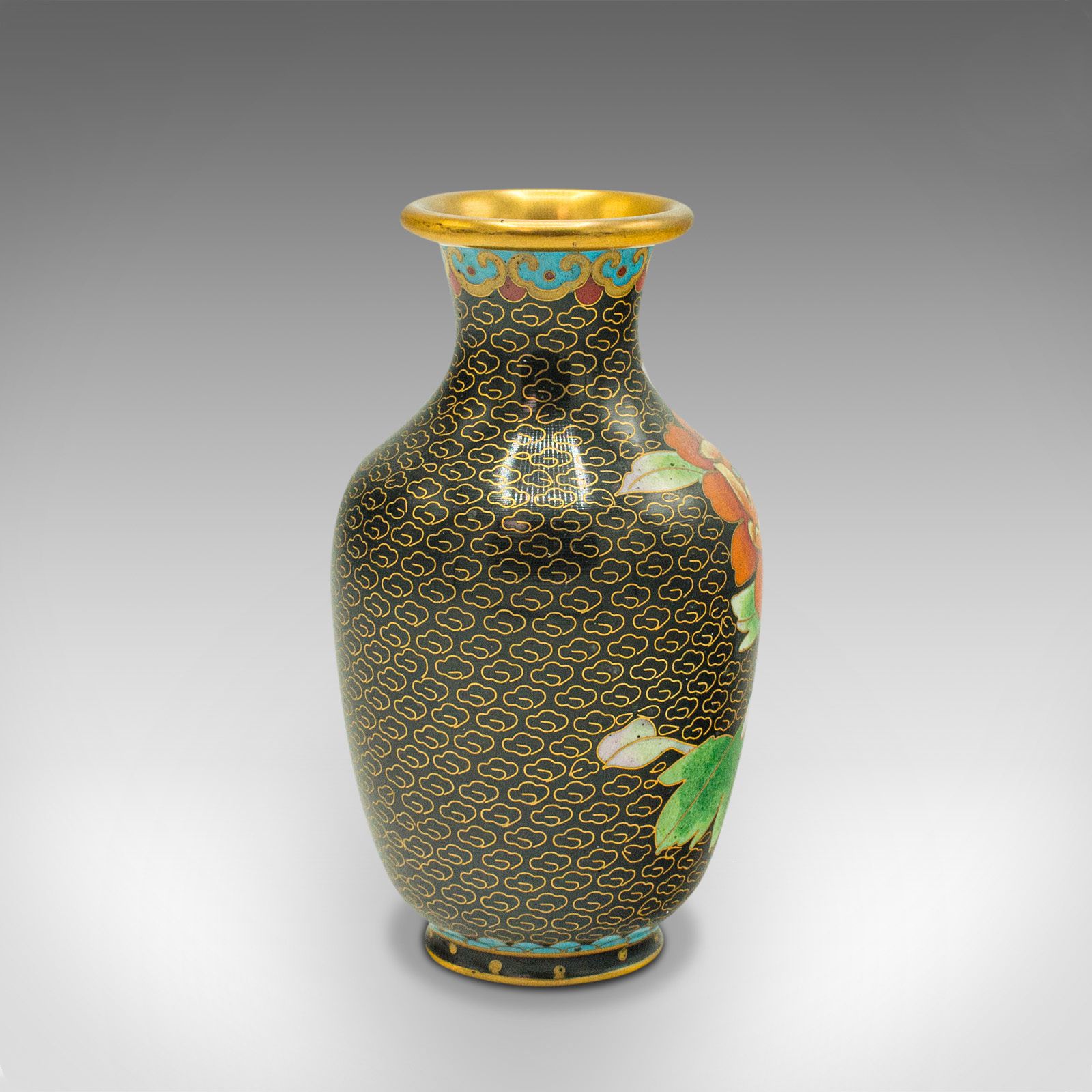 Pair Of Small Vintage Cloisonne Posy Vases, Japanese, Ceramic, Flower photo for sale