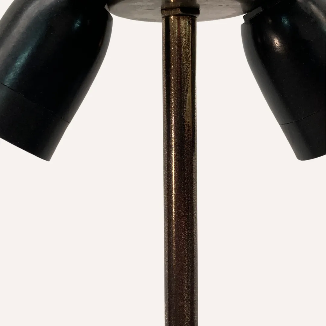 Brass And Wood Turned Large Table Lamp By Veb Narva Leuchtenbau Germany, 1970s photo for sale