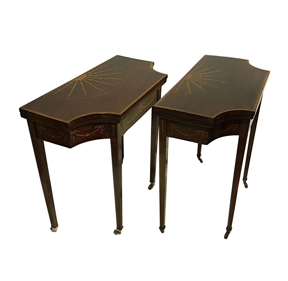 A Very Rare And Fine Pair Of 19th Century Inlaid Card Tables photo furniture