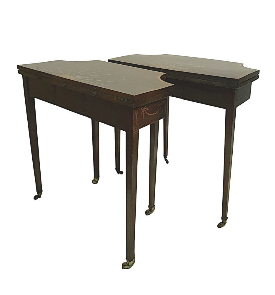 A Very Rare And Fine Pair Of 19th Century Inlaid Card Tables photo Furniture