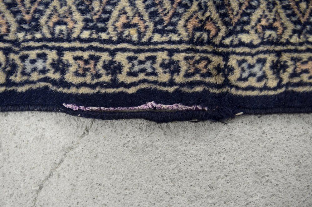 photo for sale Pakistani Hand Woven Blue Bukhara Rug From Ikea, 1960s