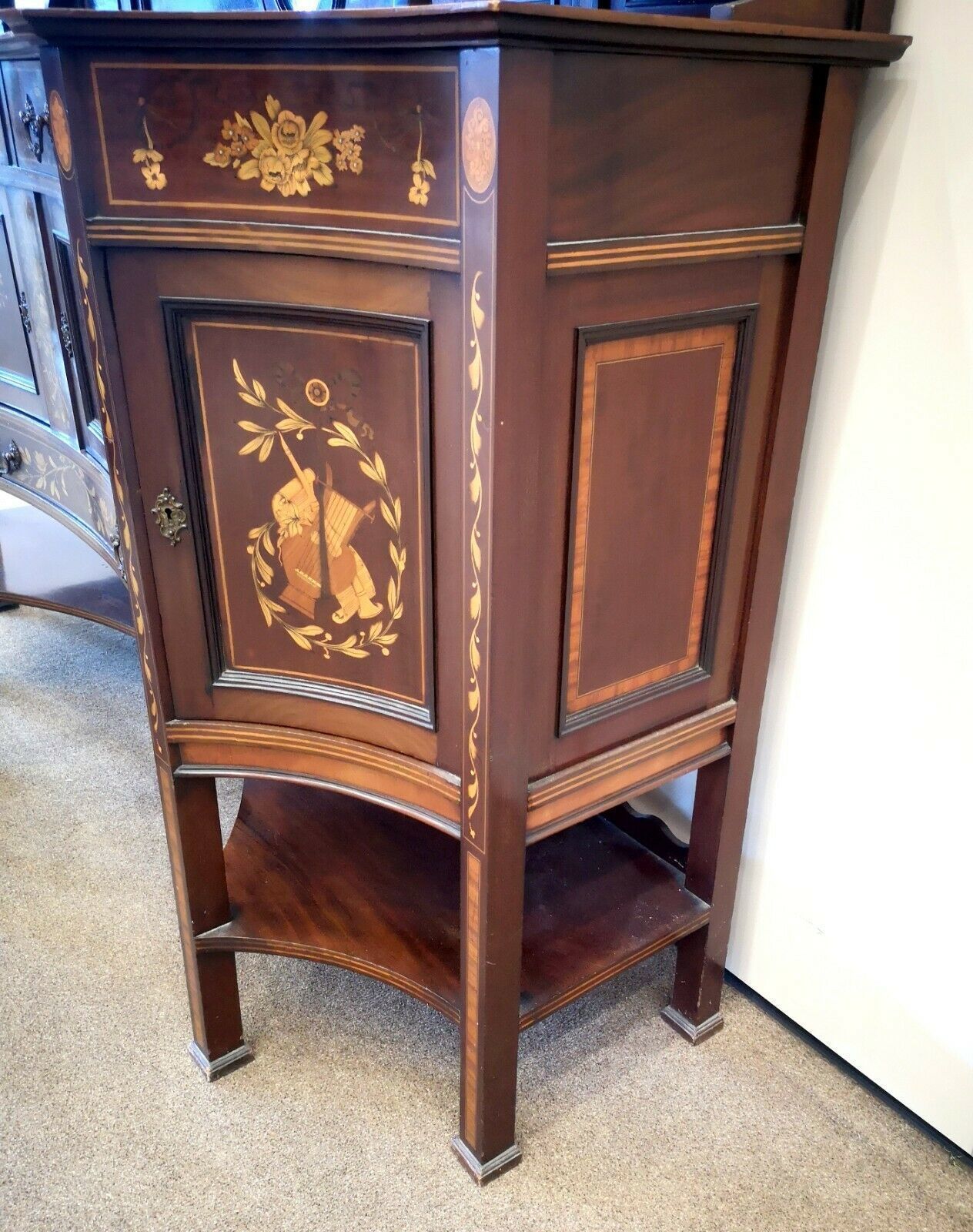 Large Victorian Mahogany And Marquetry Display Cabinet photo buy
