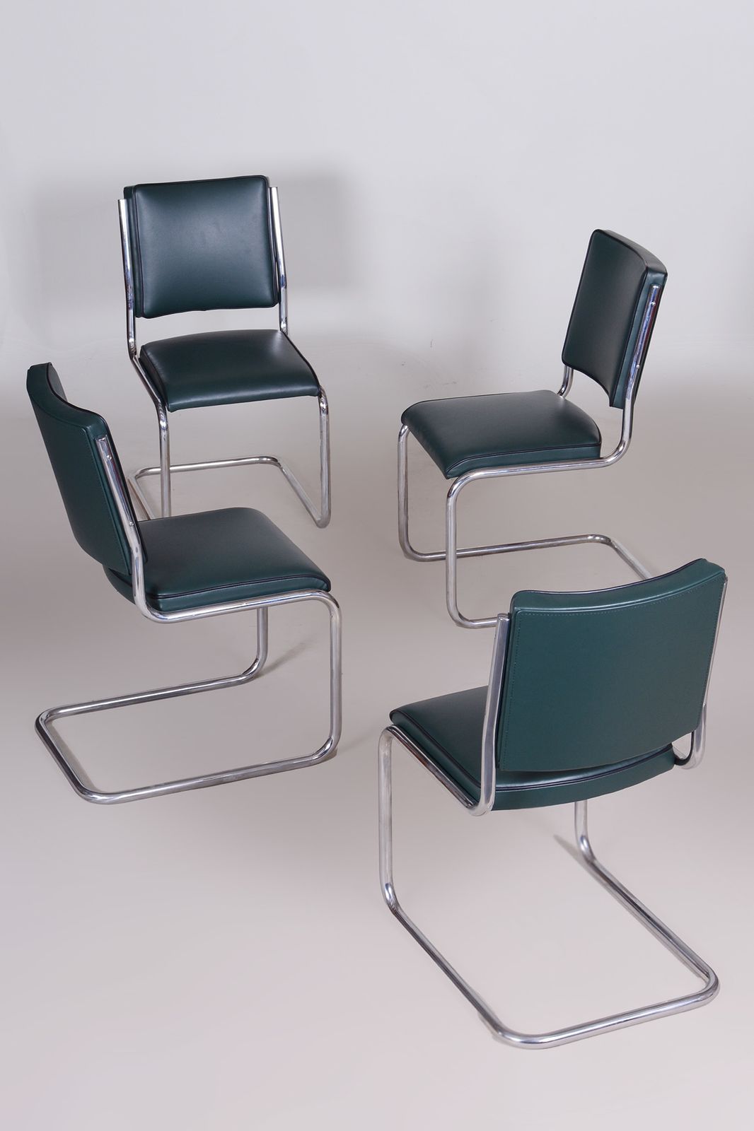 Furniture Set Of Four Bauhaus Dining Chairs Designed By Anton Lorenz For Slezak Factories photo