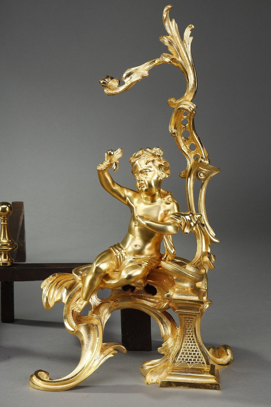 Pair Of Gilt Andirons In The Louis XV Style Bronze photo Home Decor