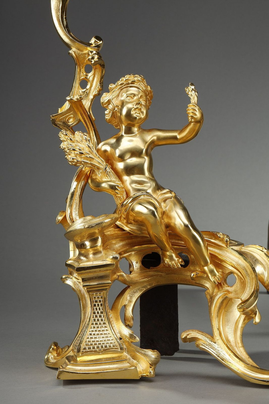 photo furniture Pair Of Gilt Andirons In The Louis XV Style Bronze