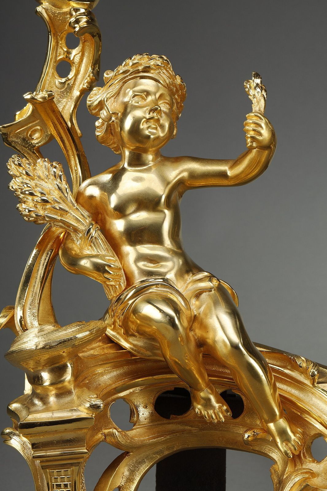 3773.0 Pair Of Gilt Andirons In The Louis XV Style Bronze photo