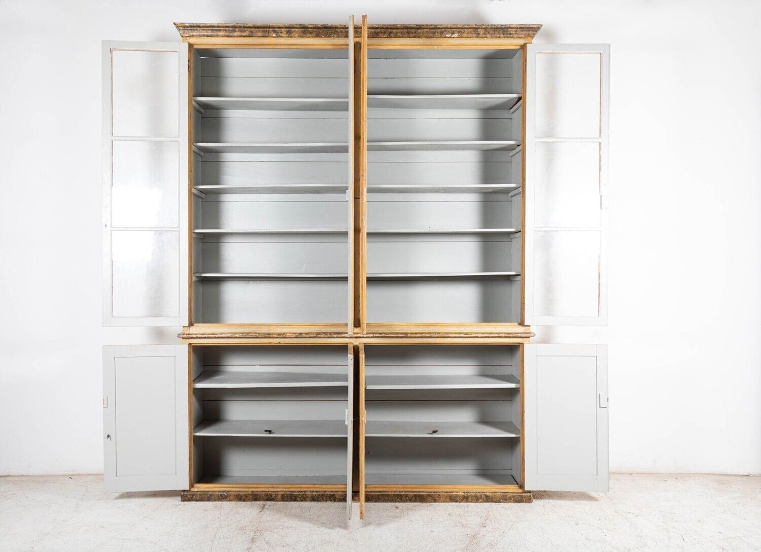 Large 19thc French Painted Pine Glazed Bookcase photo furniture