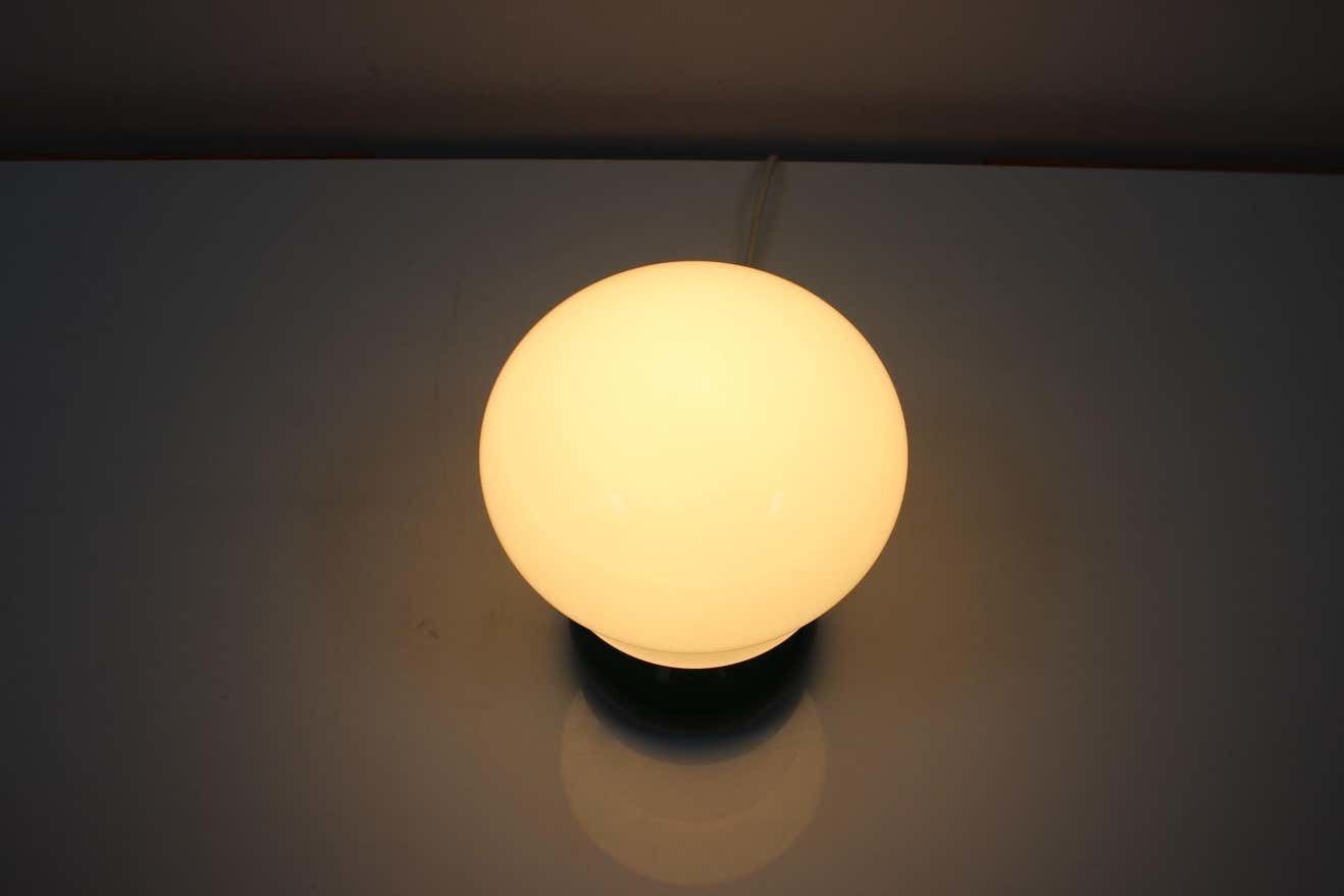 Vintage Glass And Ceramic Table Lamp Osvetlovaci Sklo Valasske Mezirici, 1970s photo vinterior