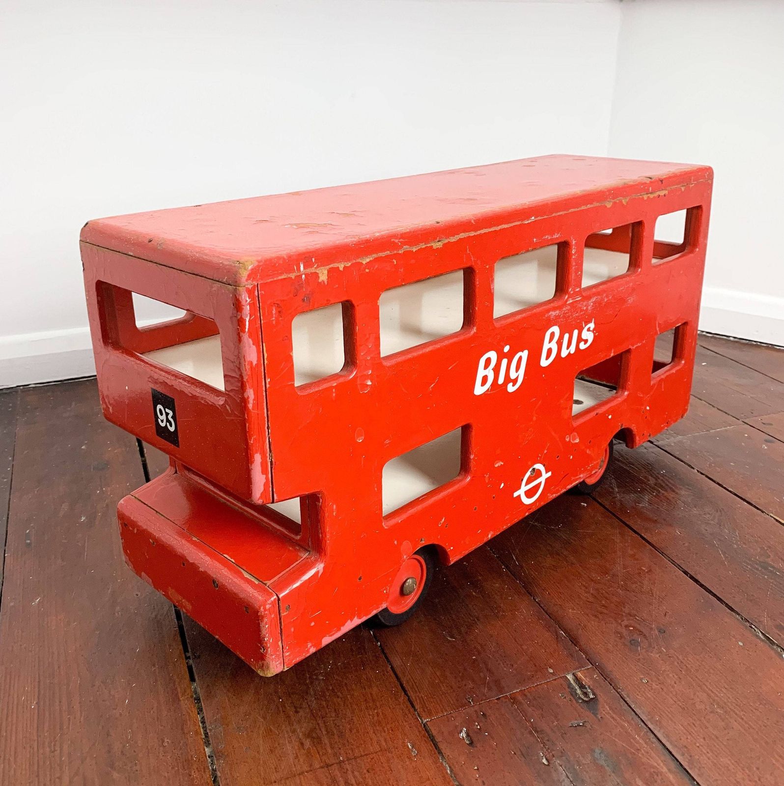 Vintage Large Wooden Red Bus, 1960s photo for sale