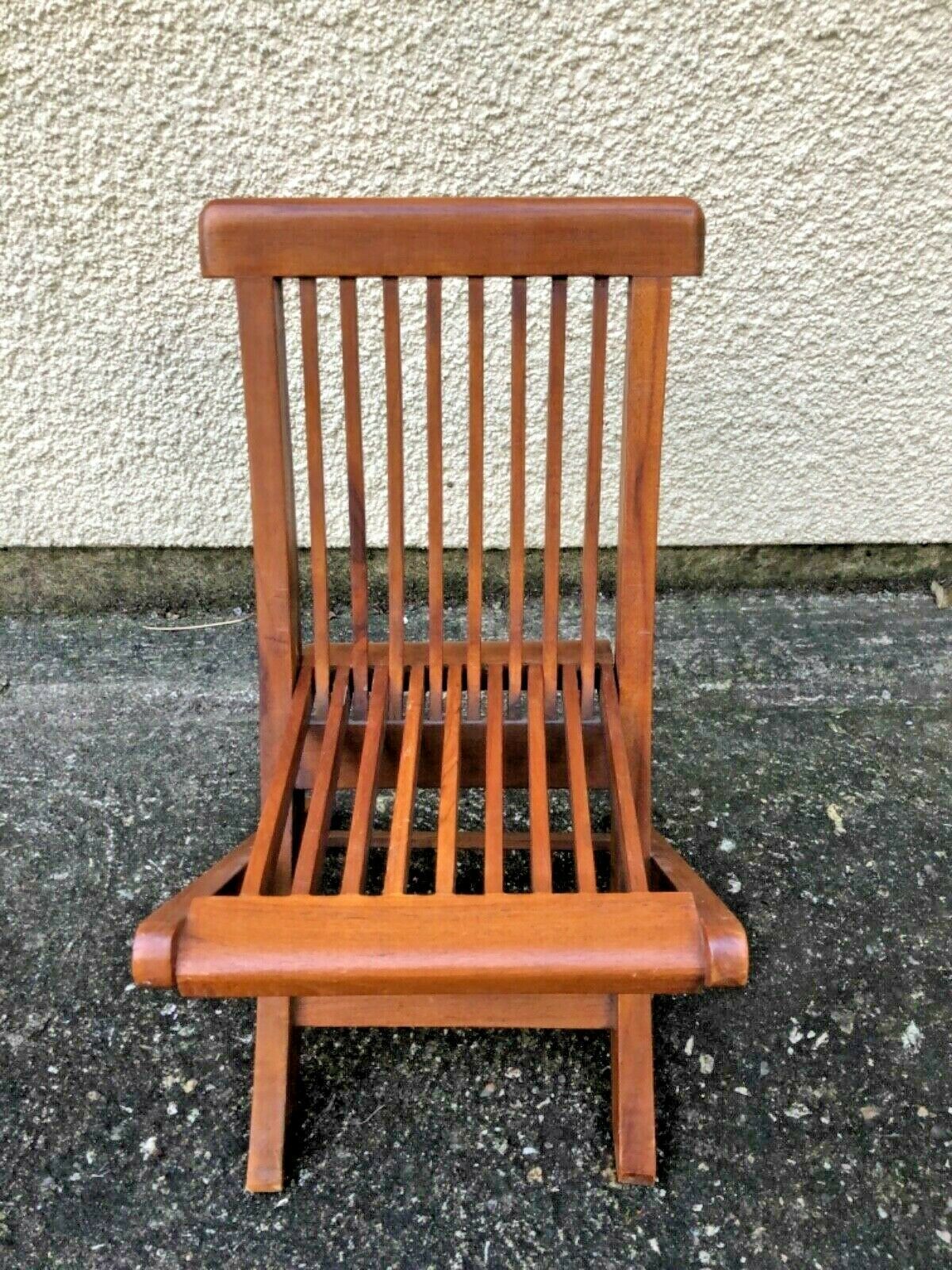 Vintage Folding Slatted Hardwood Childs Chair