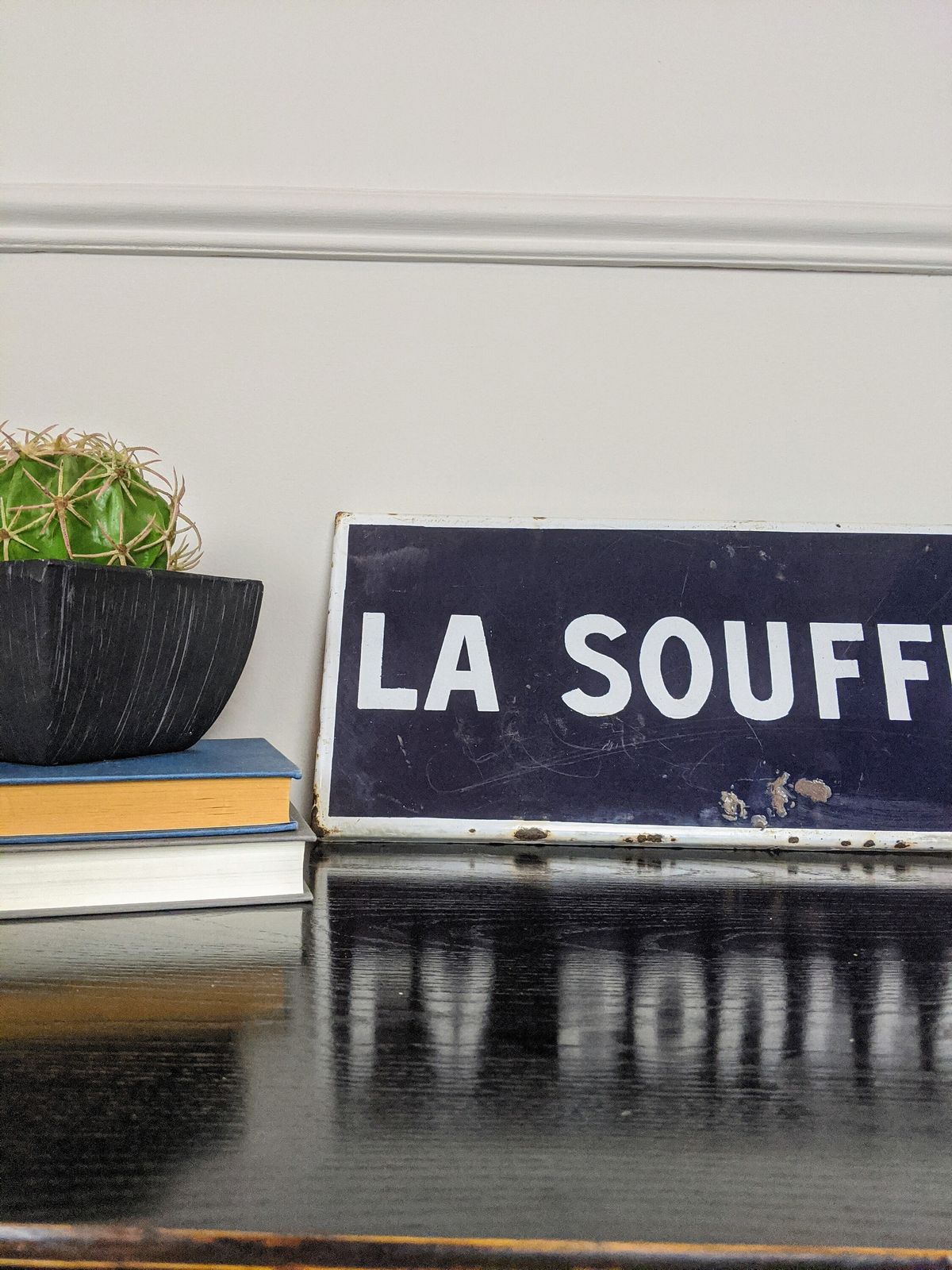 La Souffrie "The Suffering" Enamel Vintage Sign photo furniture