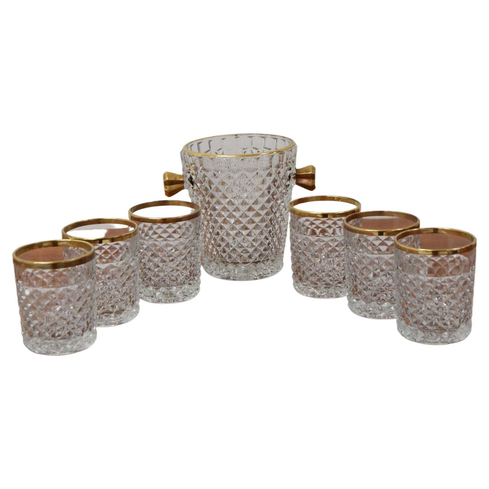 Set Glassware Barware Of Mid Century By Bohemia Crystal,1960's.