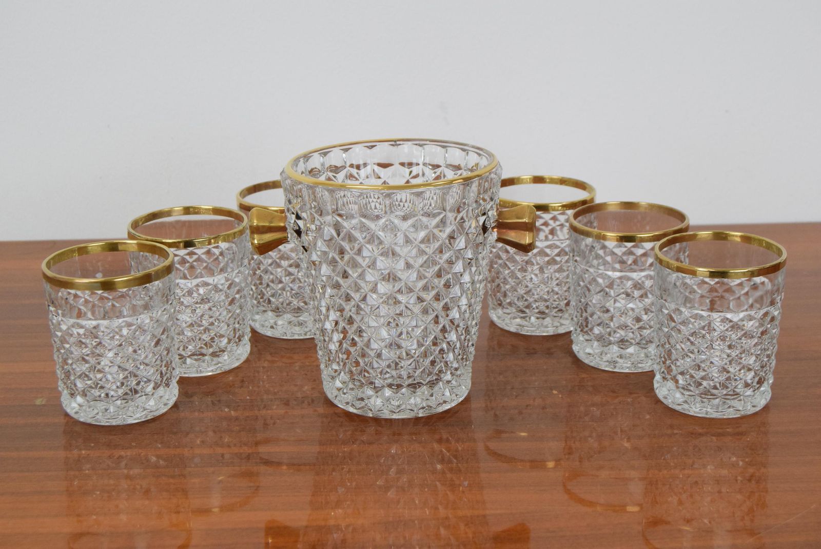 Set glaswerk/barware, mid-century, van Bohemia Crystal, ca. jaren 1960. photo for sale