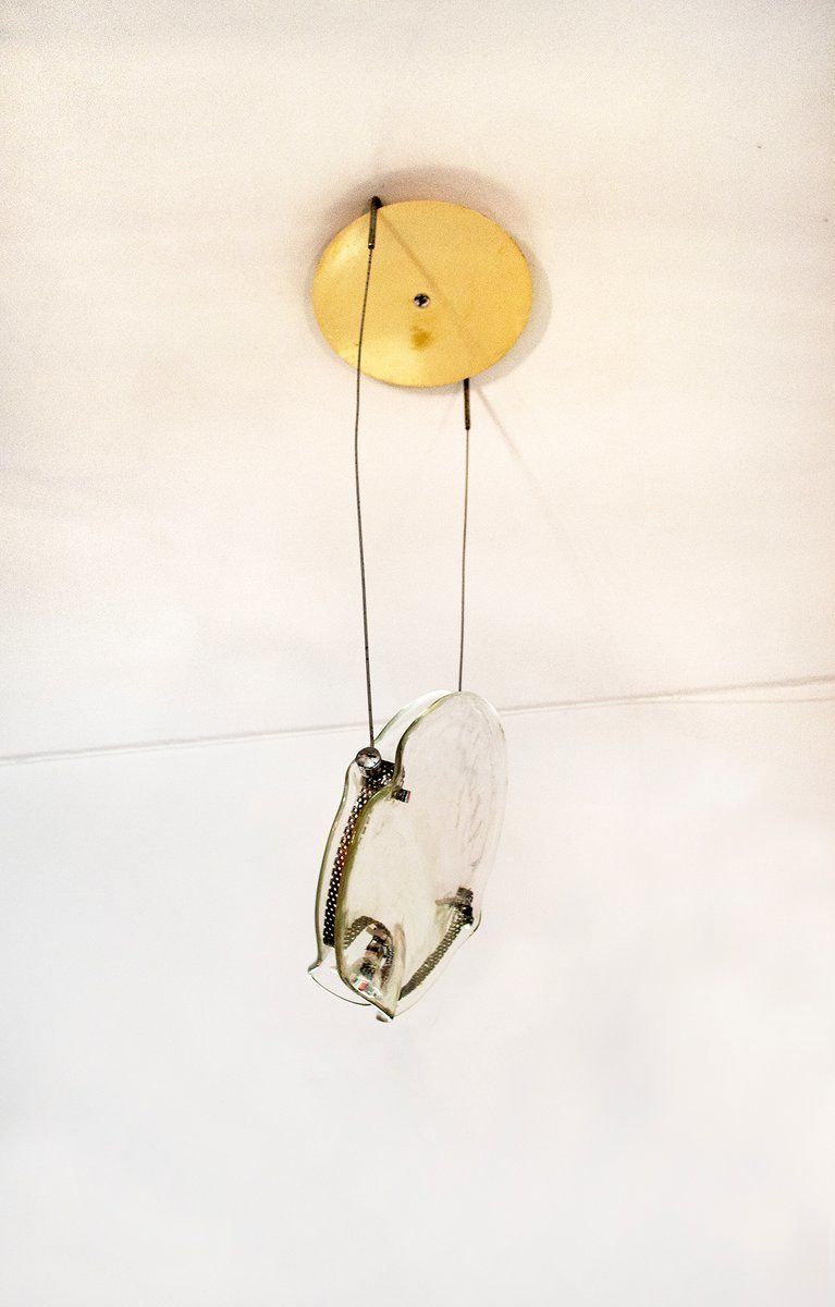 Postmodern Glass Ceiling Lamp From Saporiti Italia, 1980s