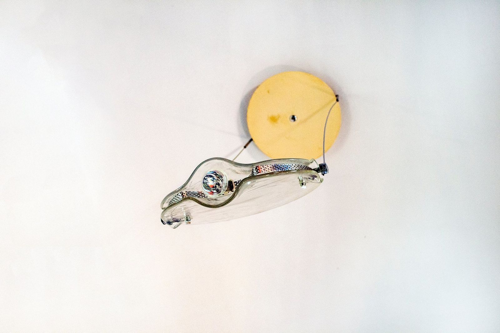 Postmodern Glass Ceiling Lamp From Saporiti Italia, 1980s photo Lighting