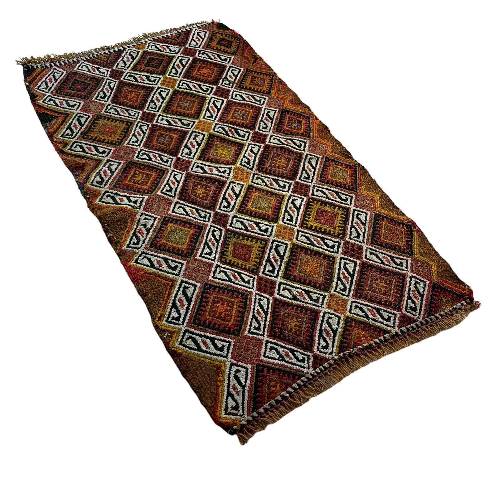 Traditional Turkish Mini Kilim Rug , Vintage Anatolian Turkish Kilim Rug , 90 X 52 Cm photo for sale