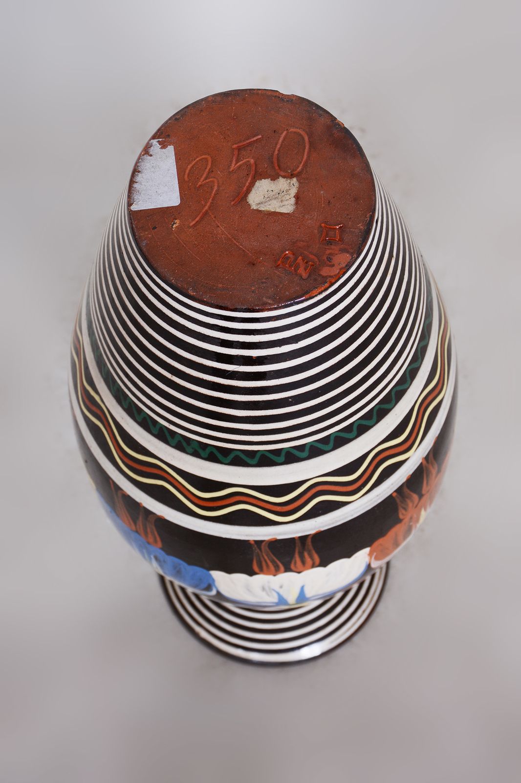 Art Deco Vase Made In 1940s Czechia   Hand Painted Slovak Motifs photo vinterior