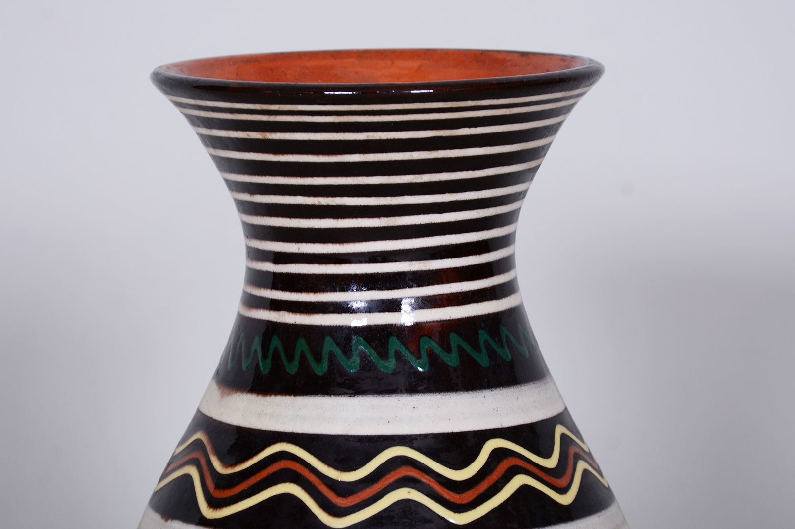 Art Deco Vase Made In 1940s Czechia   Hand Painted Slovak Motifs photo vintage
