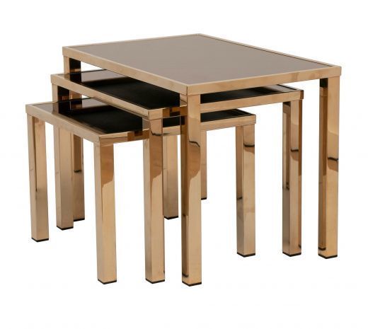 Hollywood Regency Gold Plated Nest Of Tables By Belgo Chrome C.1970