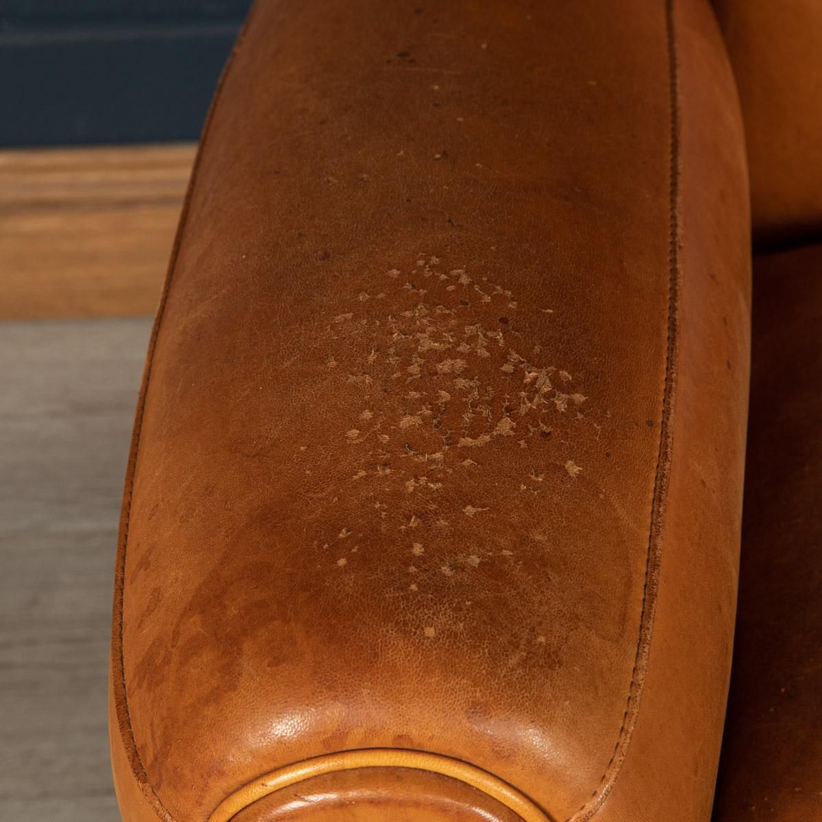 20th Century France Two Seater Tan Sheepskin Leather Sofa photo buy